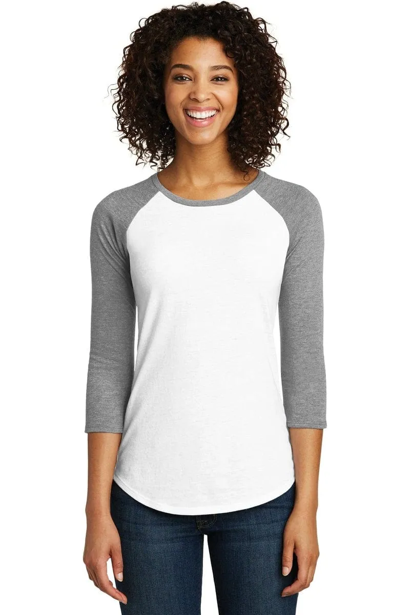 District DT6211: Women's Fitted Very Important Tee, 3/4-Sleeve Raglan
